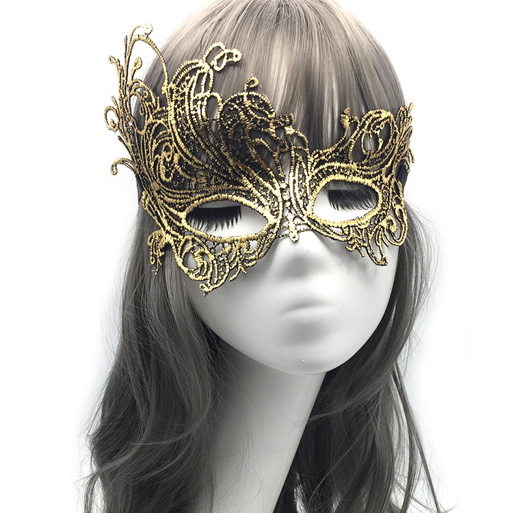 Halloween lace mask Makeup Prom Half Face Princess Woman Fake Face Party Blindface Golden Lace Mask