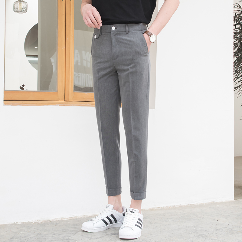 CSOCSO Spring and Autumn Men's Han Wind Light Business 90% Western Pants trendy casual work-up Suit Pants