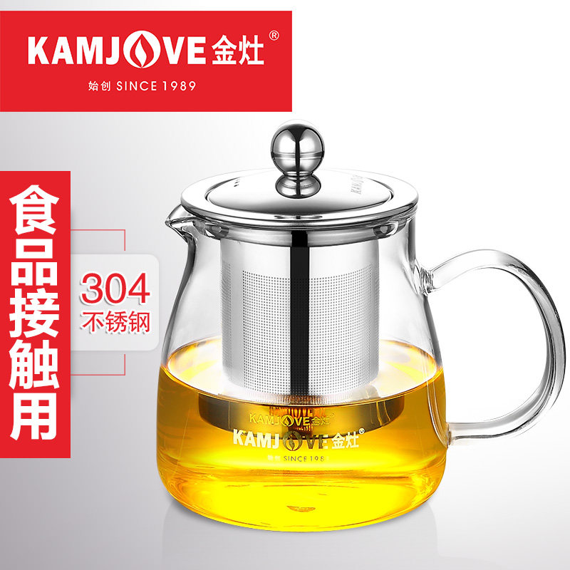 Jinzao heat-resistant glass teapot tea cup 304 stainless steel filter flower teapot kettle black tea tea set teapot
