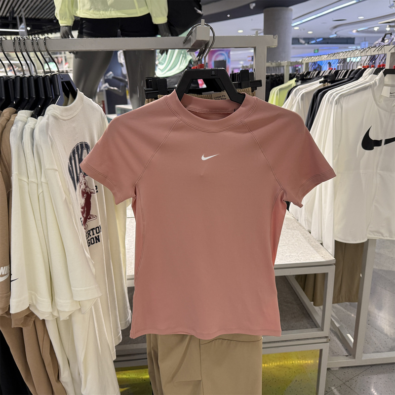 Authentic Nike Short-Sleeved Women's Summer Yoga Training Slim-Fit Quick-Drying Sports T-Shirt Fv7843