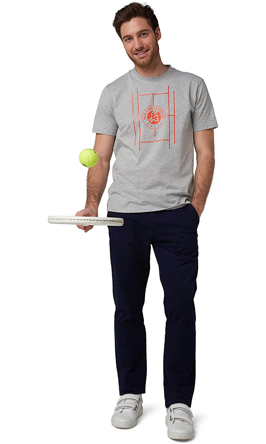 Sea Naughty Spot ROLAND GARROS 21 years Fabnet Remembrance of men pure cotton T-shirt round collar tennis short sleeves