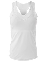 Canadian LIJA sports top summer quick-drying T-shirt white V-neck training sleeveless womens tennis vest