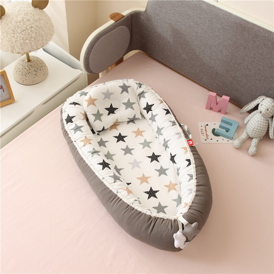 Crib middle bed removable and washable cotton class A baby supplies enlarged portable travel bed bionic anti-pressure full detachable