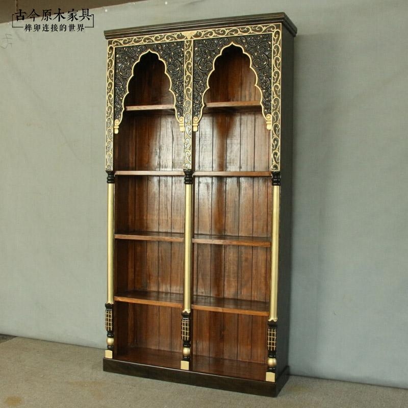 Southeast Asian style furniture Thai display cabinet 2 m 4 height SH087-2 Indian wind ultra high solid wooden bookshelf bookcase