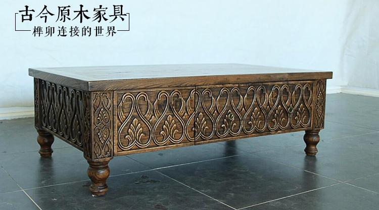 Bàn cà phê gỗ nguyên khối Đông Nam Á phong cách nội thất gỗ cổ xưa và hiện đại CT277-5 Kho lưu trữ quan tài kiểu Thái khắc bàn cà phê - Bàn trà bàn trà giá rẻ