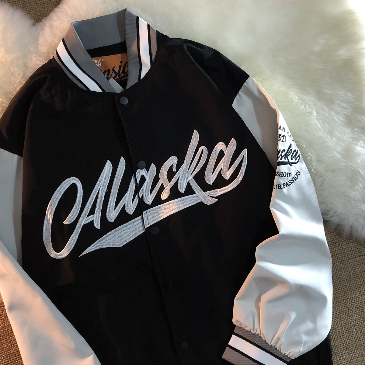 Bear Palm's Secret American Splicing Tide Cards Casual Baseball Suit Blouse Spring Fried Street Ins Couple New Men And Women