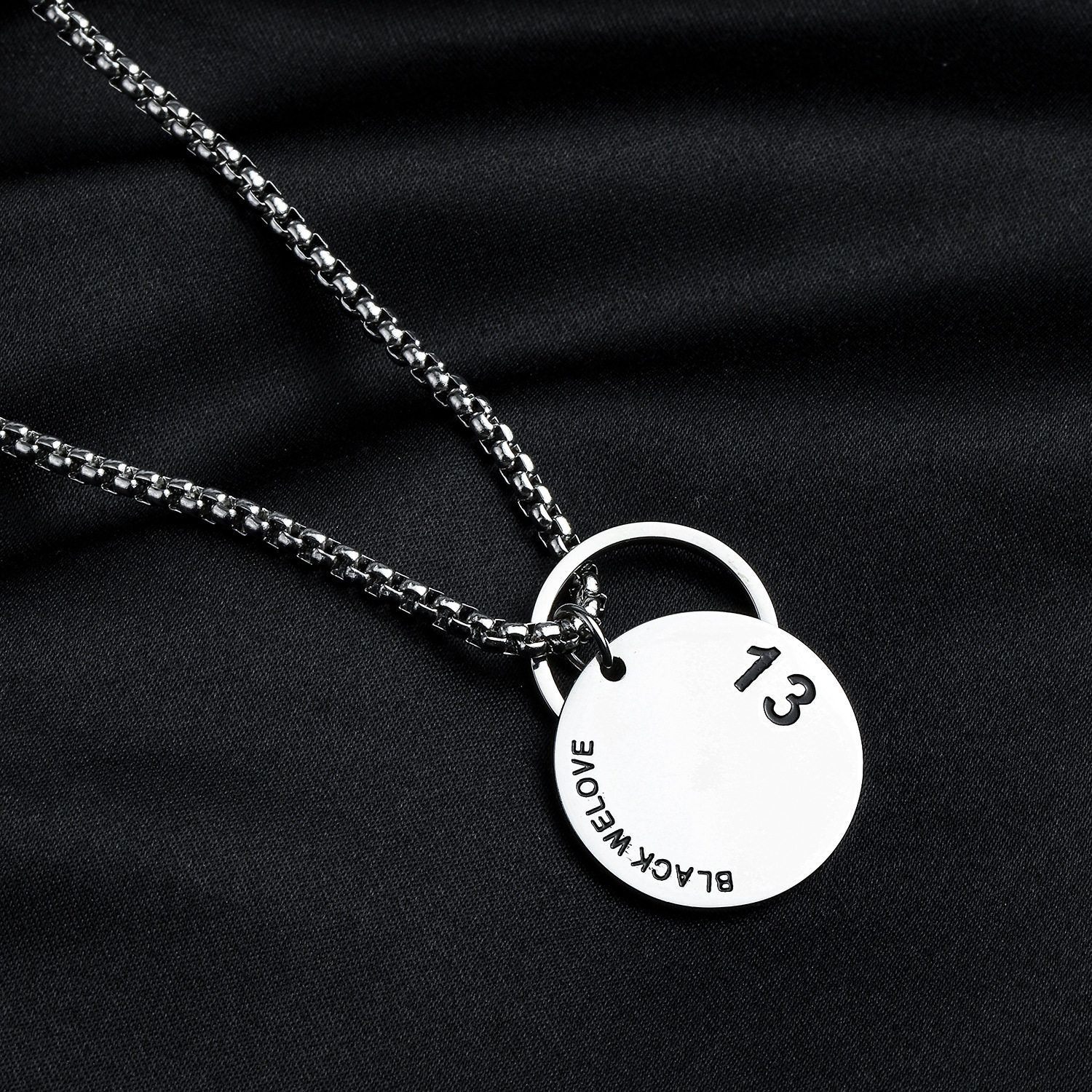 The secret titanium steel zirconium ring with 1314 round suit chain accessories for male and female couples SY