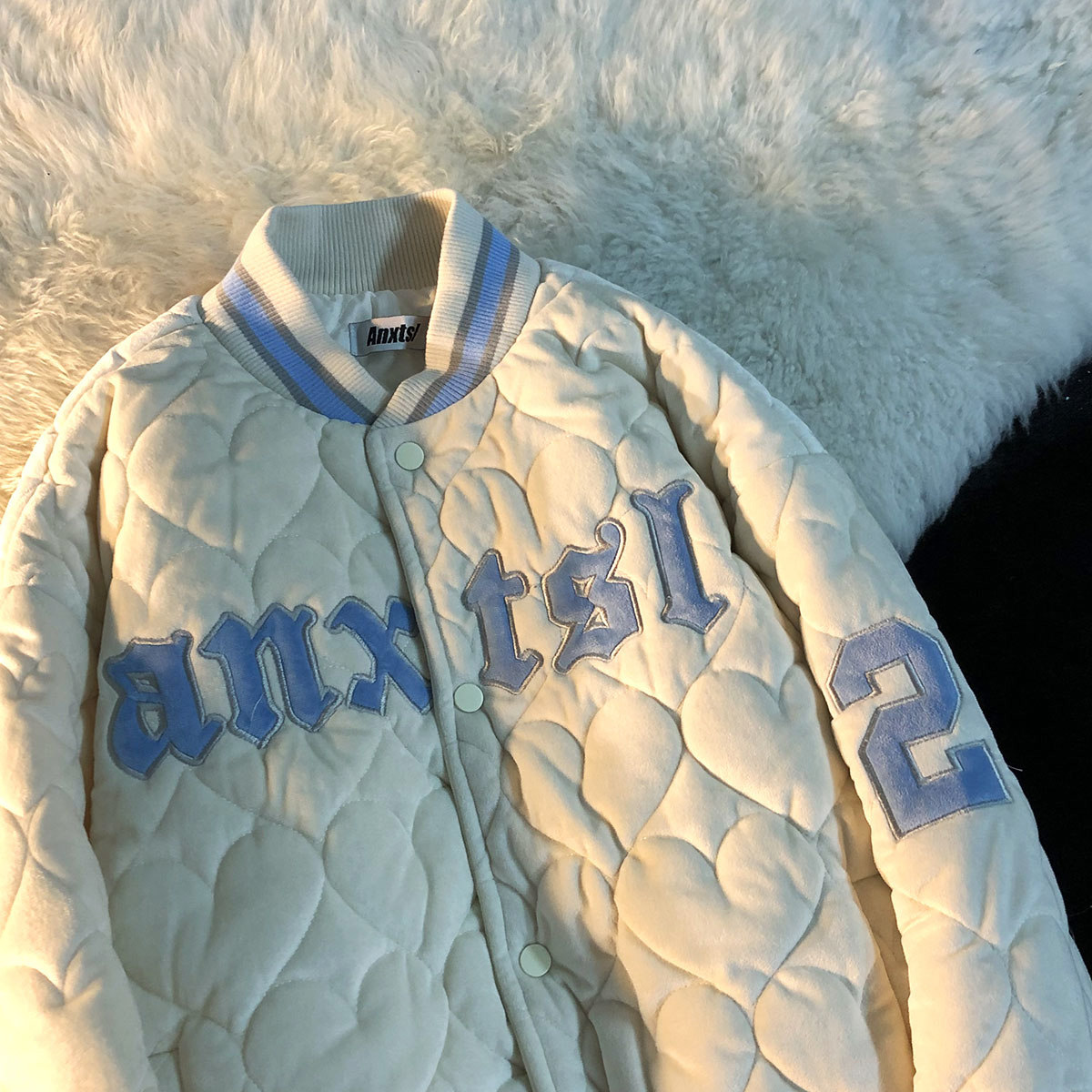 The secret of the bear's paw, thousands of thoughts, Korean version of the love tide brand high street embroidery couple wear winter men and women