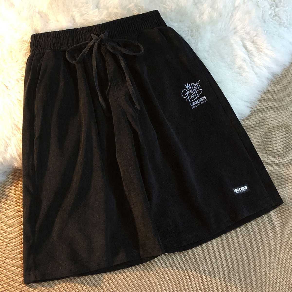 The Secret of Bear's Paw New black loose summer couple tide brand oversize street retro shorts
