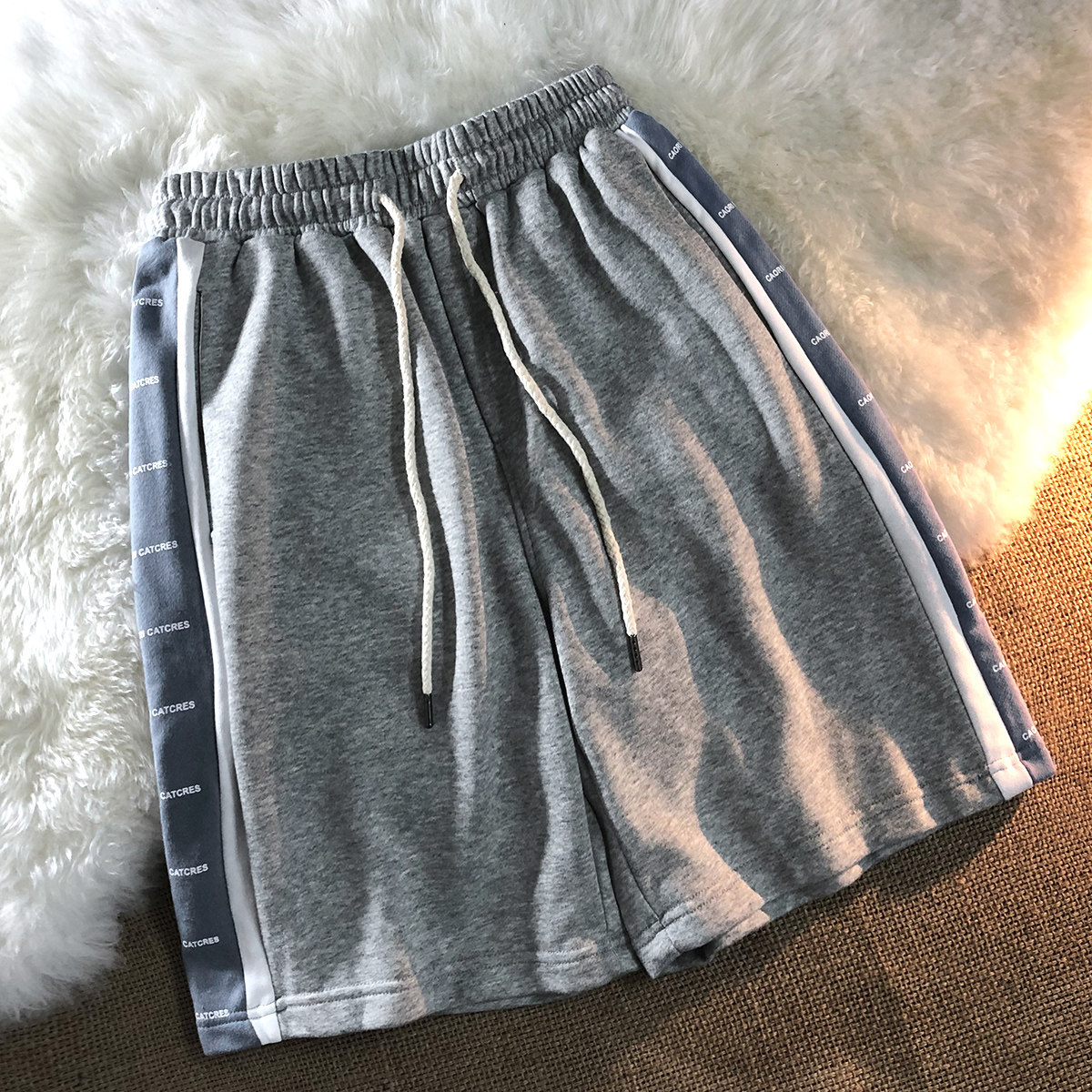 The Secrets 2021 Of The Bear 2021 Summer New Seven Pants Wins of Tide Cards Splicing Loose Casual Shorts Men And Women's Pants