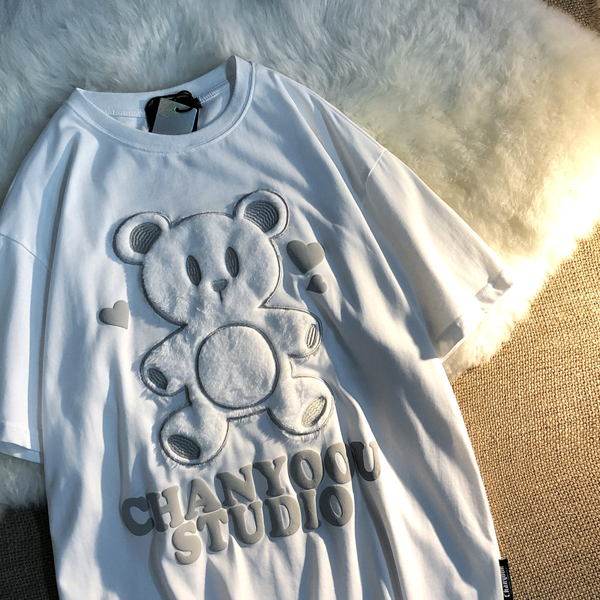 The secret fluff of the bear's palm Cubs Cubs Tide Cards Summer Round Collar Loose 100 lapped days for men and women lovers