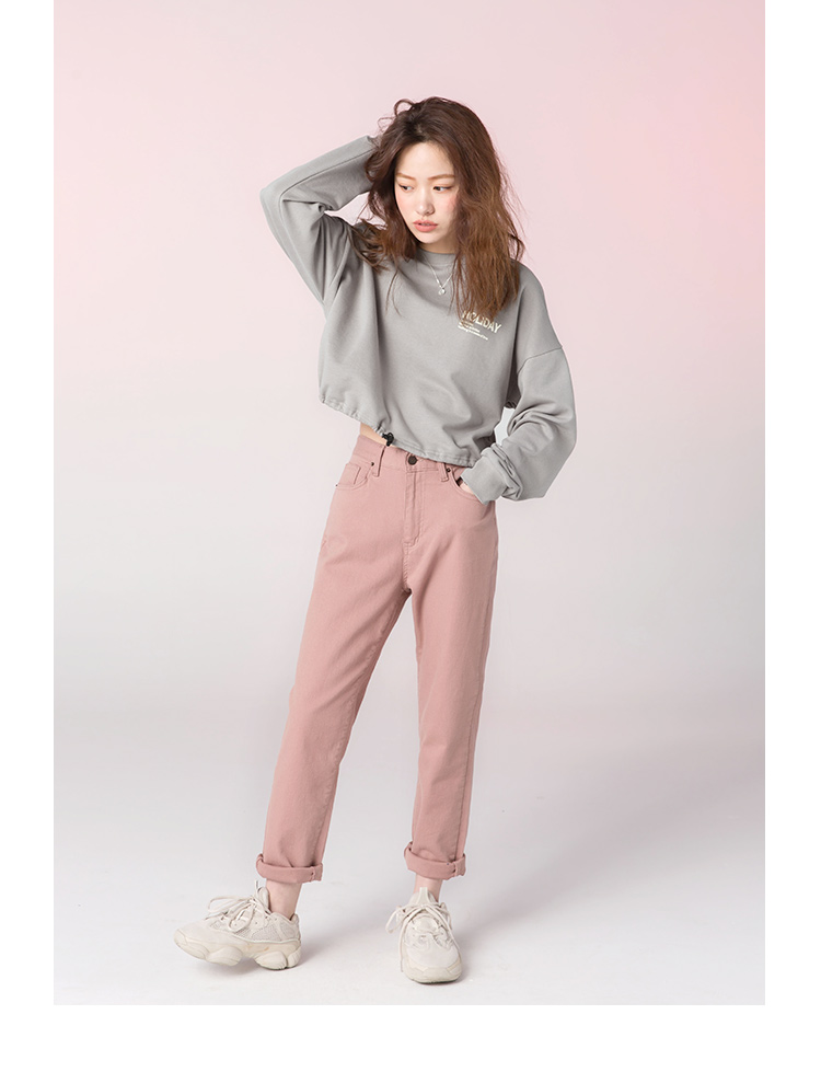 2019 mùa thu mới cotton ngắn tay áo thun dài tay nữ Áo sinh viên Hàn Quốc quần áo hoang dã - Áo phông áo phông trắng