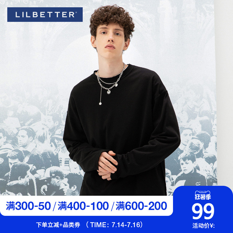 Lilbetter men's long-sleeved T-shirt tide brand cotton base shirt Solid color crew neck pullover T-shirt autumn top men