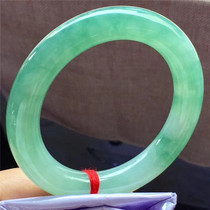 Jian An Jade 57 Natural Burma Ice Clear Green Round Jade Bracelet Handwork Old Pit Jade Ice Jade Green Bracelet