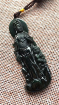 Jianan jadeite natural A goods old kind ice oil green send child Guanyin jadeite pendant ice-running glue female jade pendant