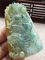 Jian An Jade natural A goods old three-color Manjusri Bodhisattva jade pendant exquisite and delicate security jade pendant