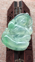 Jian An Jade natural A goods old ice background color green Guanyin jade pendant large pieces thick full to ensure safety