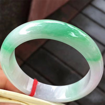 Jianan Jadeite 55 Natural Burmese Jade Bracelet with Purple Bottom Floating Green Bracelet Laokeng Jadeite Ice Waxy Positive Circle Yang Green Jade Bracelet