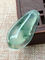 Jianan jadeite natural A goods ice floating green flower blessing melon jadeite pendant moisturizing refreshing female model Fulu double full pendant