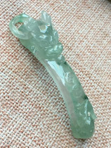 Jian An Jade Myanmar natural A goods ice species floating flower belt background color dragon hook Jade hand card Mens handlebar with certificate