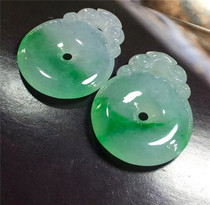 Jian An Jade Myanmar natural A goods high ice antique color buckle A pair of jade pendant men and women couples Jade button