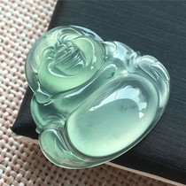 Jian An Jade natural A goods high ice clear green floating flower Buddha Gong jade pendant men and women Maitreya jade pendant