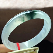 Jian An Jade 60 big ring mouth high ice blue flower jade bracelet natural ice seed floating flower Jade high quality bracelet