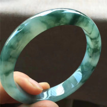 Jian An Jade natural A goods floating blue flower jade bracelet soft glue feeling old pit jadeite ice bracelet with certificate
