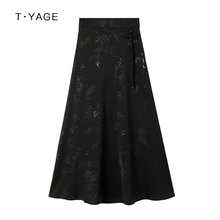 T · YAGE Retro High Waist Style Slimming 2024 Summer Chinese Style Jacquard Elegant Fashion Women's Half skirt