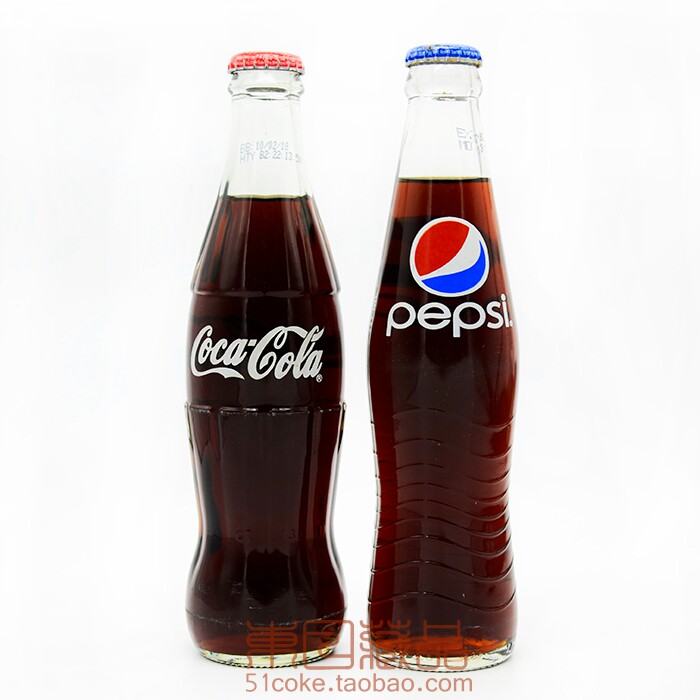 2 sets of suits full of water original cover Myanmar Coca-Cola 300ml Pepsi 237ml Words glass bottle