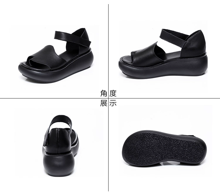 Giày sandal nữ 2019 mới đế bằng da - Sandal