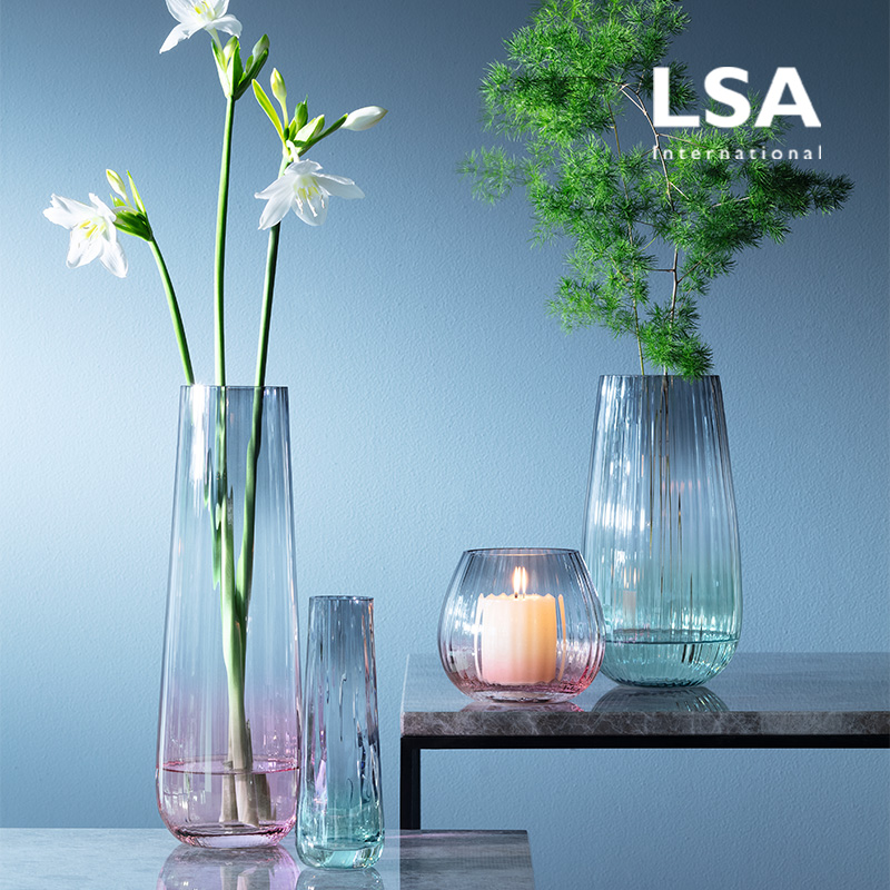 LSA DUSK artisanal crystal glass vase Gradual Toner color florator living-room minimalist light and luxurious candle holder pendulum