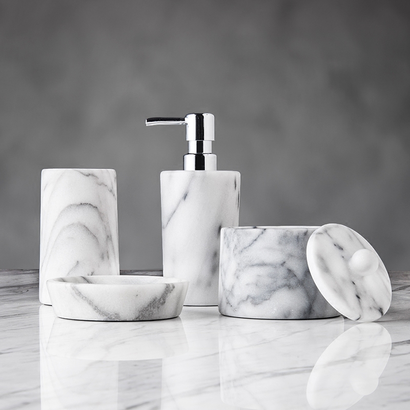 BerFiji Home Accessories Imported Natural Marble Bathroom four pieces Jacket Dressing Room Wash Five-Kit Gargling Cups