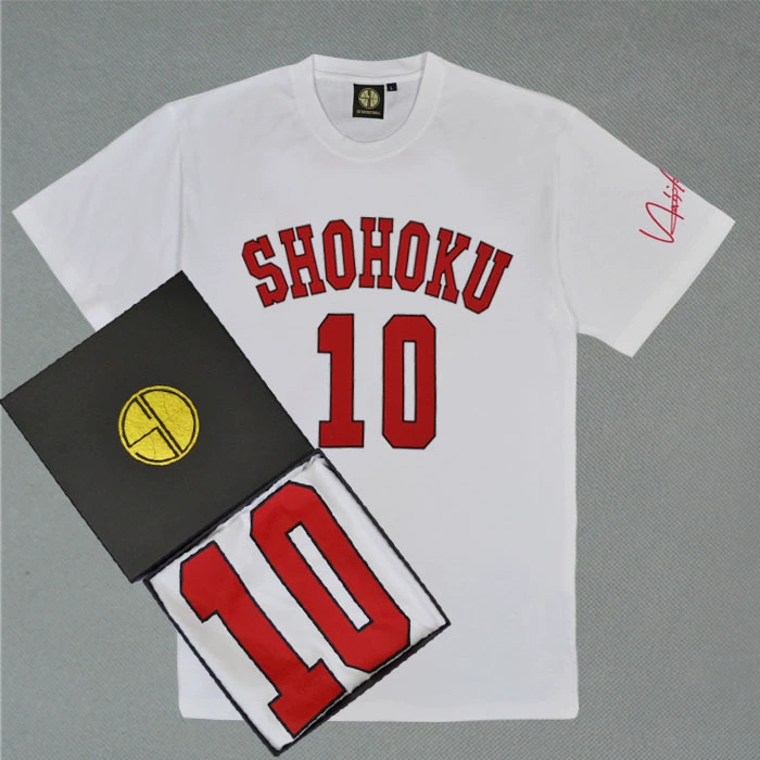 SD bóng rổ slam dunk thạc sĩ Xiangbei 10 Sakuragi hoa cotton vòng cổ ngắn tay T-Shirt class dịch vụ tùy chỉnh t