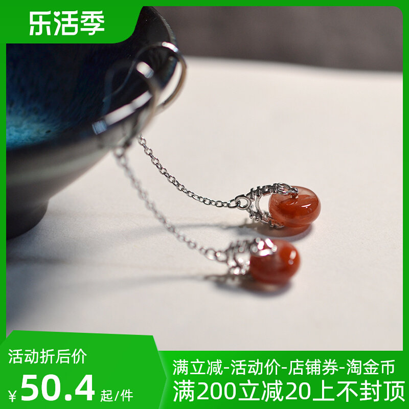 925 Silver Original Su Hyun with ice - floating south red earrings of ancient China wind and silver earrings with box