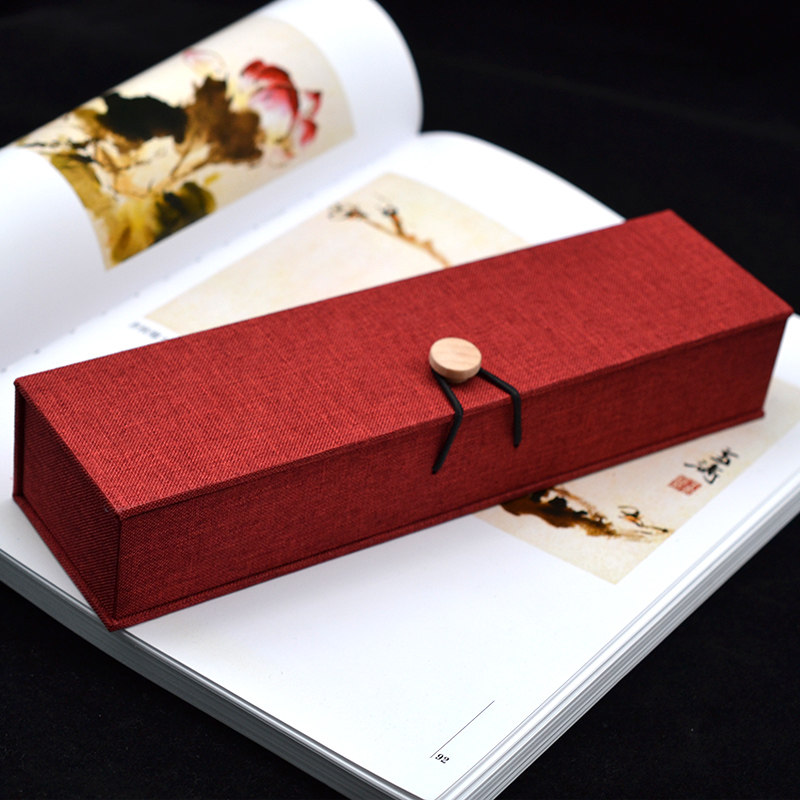 Retro Classical Ancient Wind Cloth Case Wood Buckle Packaging Box Subhair Hairpin Necklace Pendant Packaging Box Hemp Cloth Gift Box