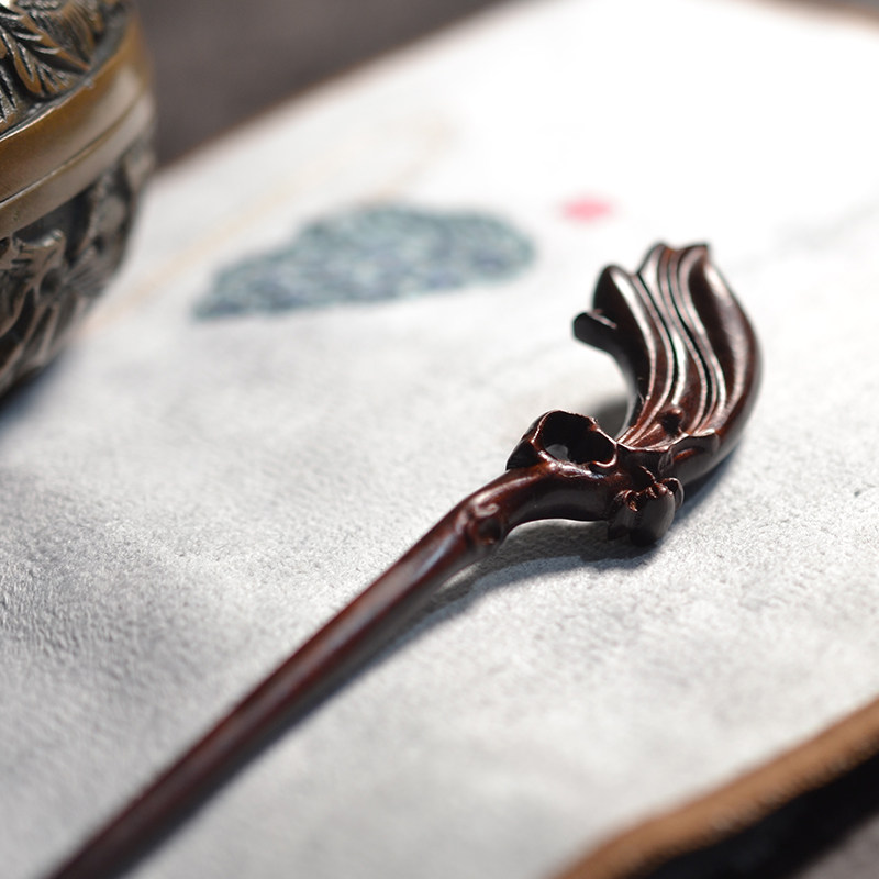 Sandalwood Hair Hairpin Comeback Classical Disc Hair Vintage Ancient Wind Hair Accessories Headwear Jade Orchid Hanfu Accessories Accessories Box