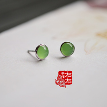 925 sterling silver earrings Jiangnan classical literary fan simple trim with grape opal earrings with gift box