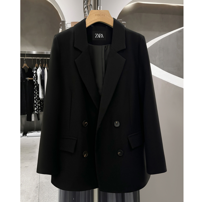 Zara Black Blazer for Women, Spring and Autumn 2027 New Style, Petite Casual Loose Lazy Style High-End Suit