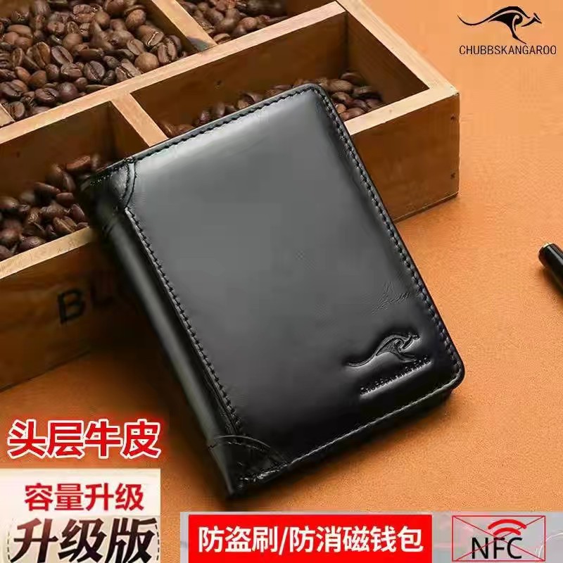 Leather wallet cowhide wallet men's wallet men's wallet short clip retro oil leather can hold driver's license card holder