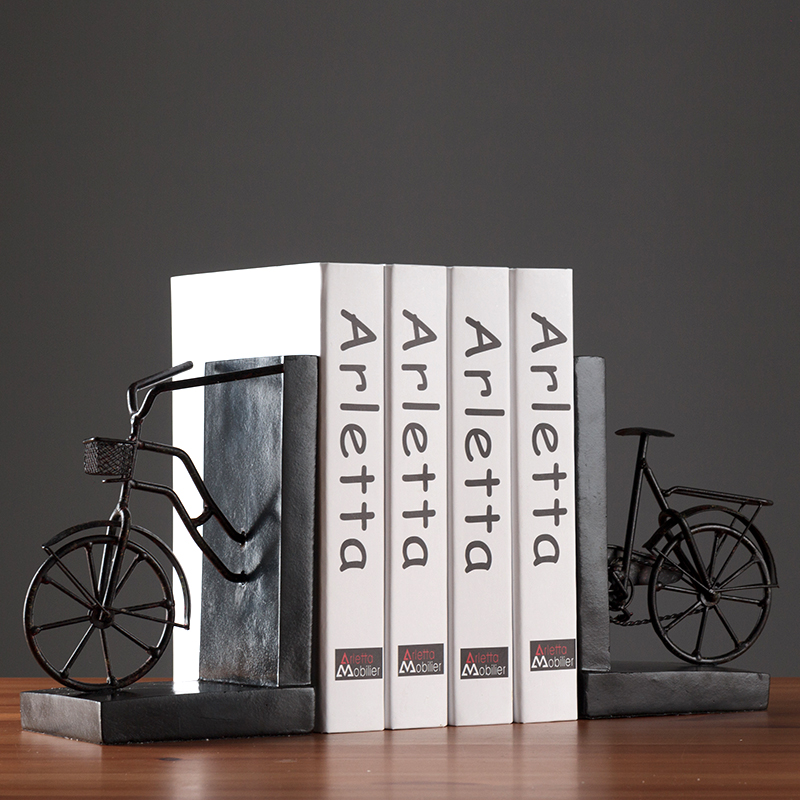 Creative wrought iron bicycle book by bookend book stand decoration European-style office desk cabinet bookshelf study decoration