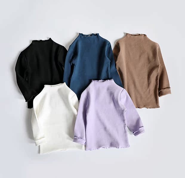 Bé gái sanding đáy quần bé bé cổ cao nửa cổ tay dài mùa thu và mùa đông bé trai đồ lót cotton ấm áo thun bé ao thun dai tay be gai