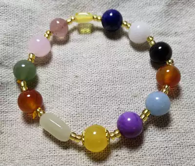Factory clearance multi-treasure string lapis blue stone sea blue treasure strawberry Crystal beeswax and Tian jade small accompanying shape 10MM one price