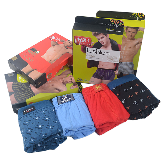 Huilu Men's Underwear Men's Boxer Briefs 100% Cotton Pure Cotton 4-Pack Boxed All-Cotton Comfortable Boxer Briefs for Big Men