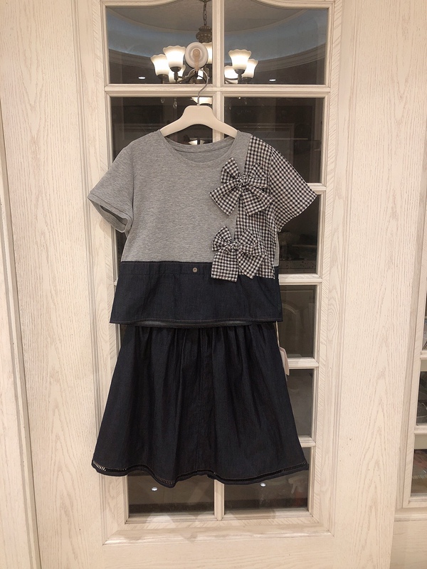 Japanese Brand Bow-Tie T-Shirt Denim Skirt Set