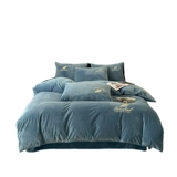 Бархатные джинсы с начесом, зимний двусторонний комплект, коралловый бархатный пододеяльник, бархатная простыня, изысканный стиль, 4 предмета