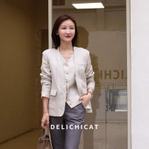 DELICHICAT commuter linen suit imported suit waistcoat Two sets Zoey zou workplace big lady