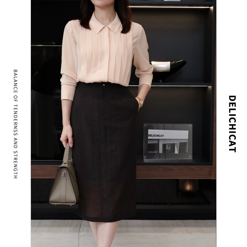 Delichicat丨"Artistic Aesthetics" Flexible Order Aesthetic Pleated Machine-Washable Long-Sleeve Shirt