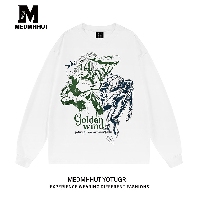 MEDMHUT×JOJO's WONDERFUL adventure аниме свободная футболка с длинными рукавами для мужчин и женщин [три комплекта стандартов] Изображение 1
