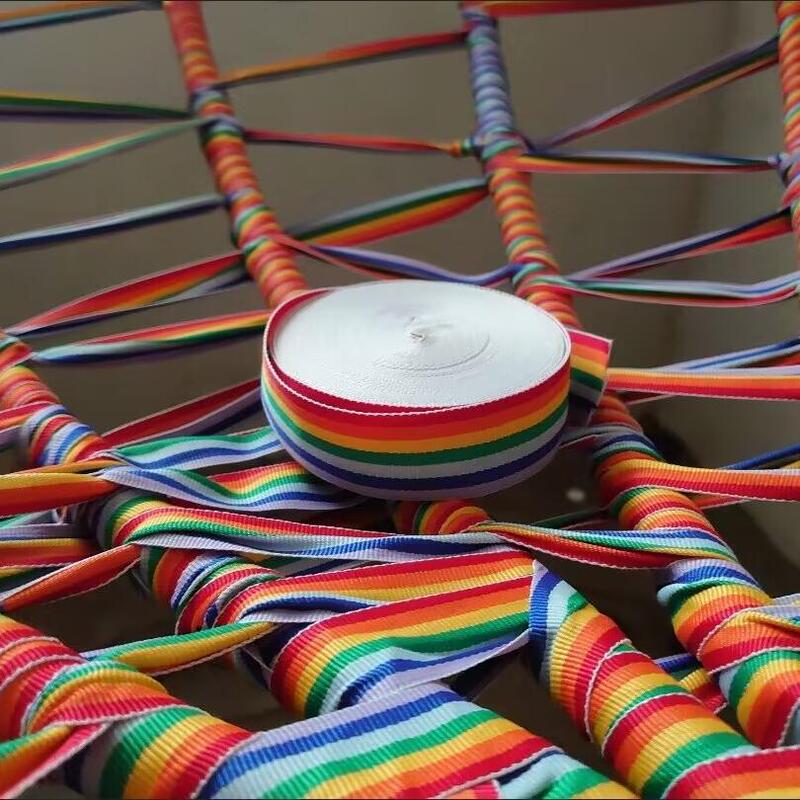 Colorful Climbing Frame Webbing Rainbow Braided DIY Hammock Cradle Safety Strap Recliner Repair Hanging Basket Medal Strap Colorful Climbing Frame Webbing Rainbow Braided DIY Hammock Cradle Safety Strap Recliner Repair Hanging Basket Medal Strap